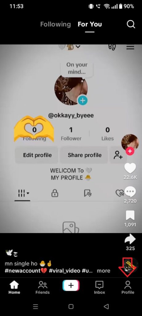 open tiktok and see profile